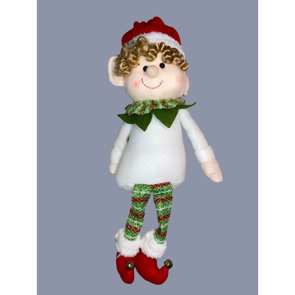 Plush Elf Doll With Curly Hair and Festive Outfit - Picture 10 of 11